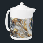 Abstract Modern Swirling Gold, Black and White  Teapot<br><div class="desc">Abstract modern swirling tones blend of gold,  black and white bring simple elegance to home and life with this design.</div>