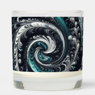 Abstract Modern Swirling Green, Silver and Black Scented Candle