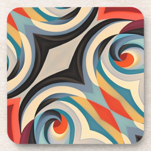 Abstract Modern Swirling Pattern of Colors Beverage Coaster