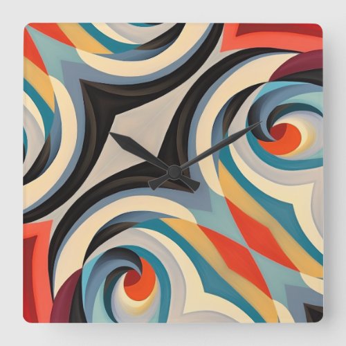 Abstract Modern Swirling Pattern of Colors Square Wall Clock