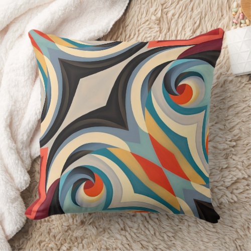 Abstract Modern Swirling Pattern of Colors Throw Pillow