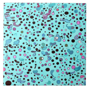 Abstract Modern Teal Blue Pattern Ceramic Tile