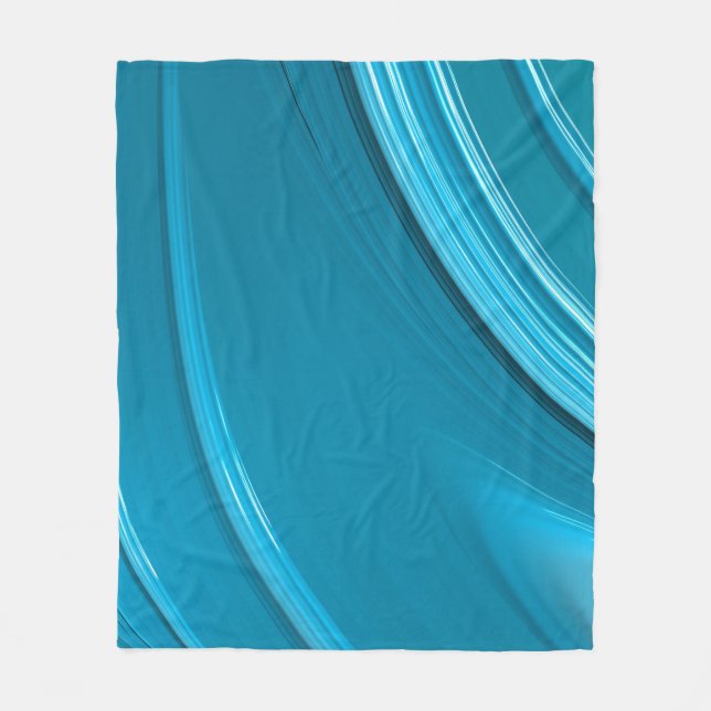 Abstract Modern Teal Blue Swirl Fleece Blanket (Front)