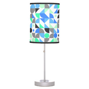 Abstract Modern Trendy Blue Mint Geometric Table Lamp