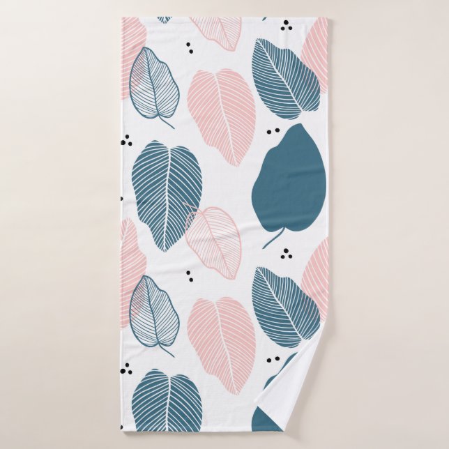 Abstract modern tropical leaves pattern bath towel set (Bath Towel)