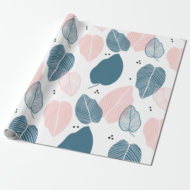 Abstract modern tropical leaves pattern wrapping paper (Unrolled)