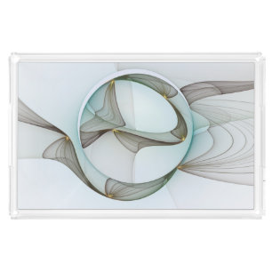 Abstract Modern Turquoise Brown Gold Elegance Acrylic Tray