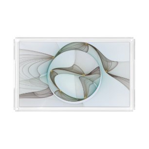 Abstract Modern Turquoise Brown Gold Elegance Acrylic Tray