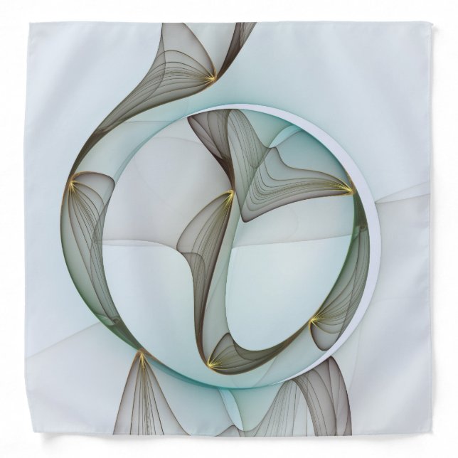 Abstract Modern Turquoise Brown Gold Elegance Bandana (Front)
