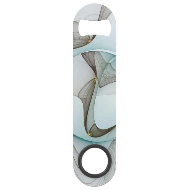 Abstract Modern Turquoise Brown Gold Elegance Bar Key (Front)