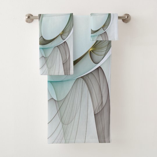 Abstract Modern Turquoise Brown Gold Elegance Bath Towel Set