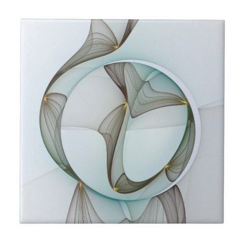 Abstract Modern Turquoise Brown Gold Elegance Ceramic Tile
