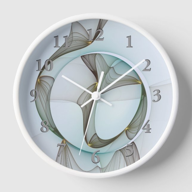 Abstract Modern Turquoise Brown Gold Elegance Clock (Front)