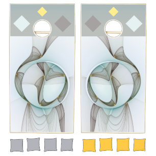 Abstract Modern Turquoise Brown Gold Elegance Cornhole Set