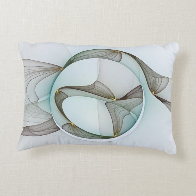 Abstract Modern Turquoise Brown Gold Elegance Decorative Pillow (Back)