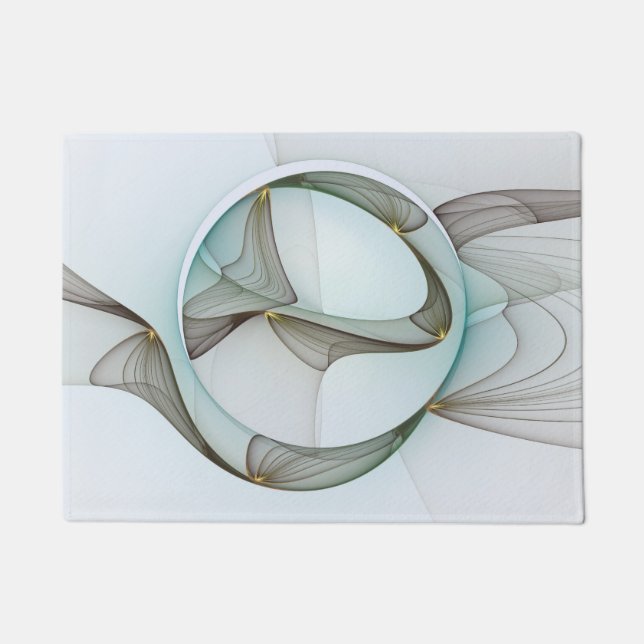 Abstract Modern Turquoise Brown Gold Elegance Doormat (Front)