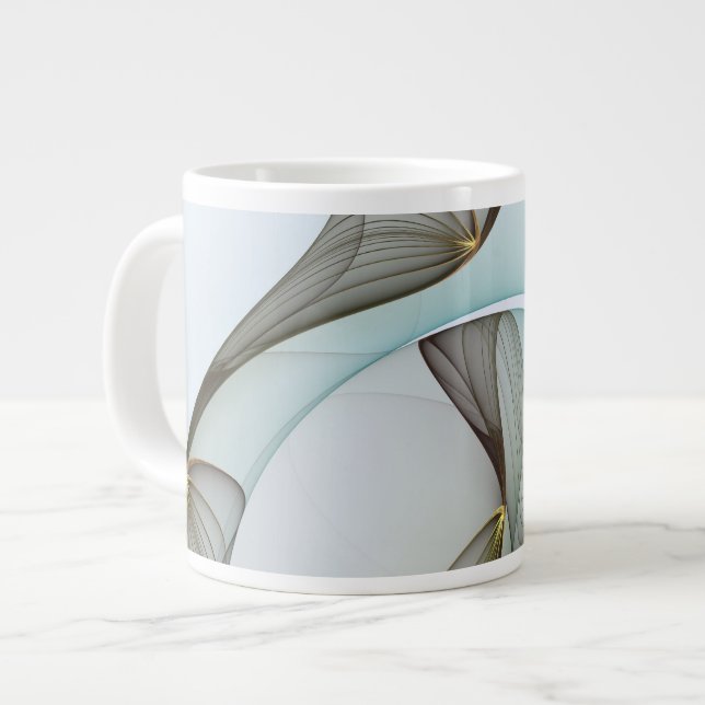 Abstract Modern Turquoise Brown Gold Elegance Giant Coffee Mug (Front Left)