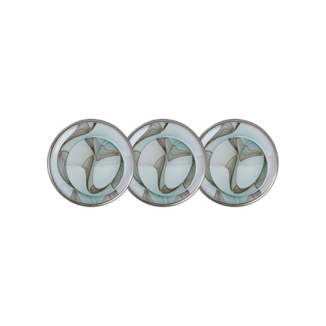 Abstract Modern Turquoise Brown Gold Elegance Golf Ball Marker (3 Up)
