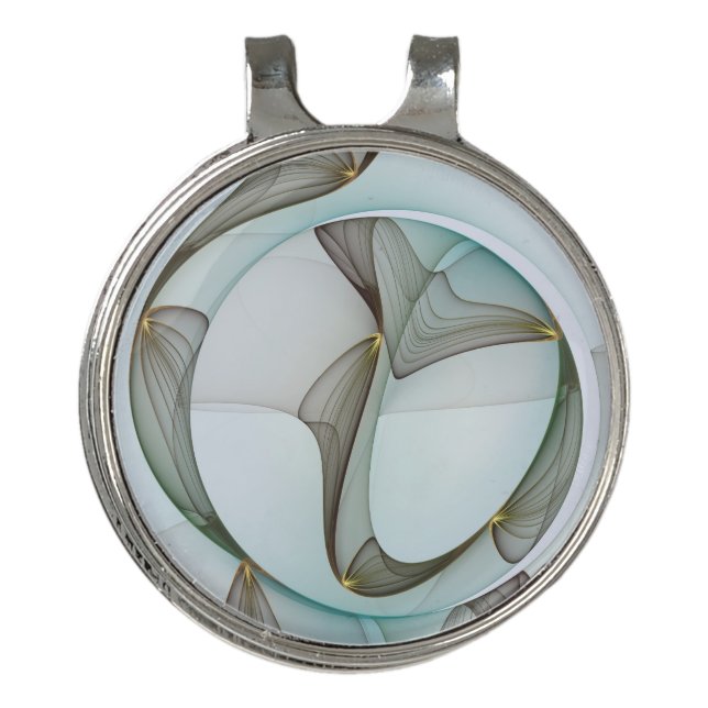 Abstract Modern Turquoise Brown Gold Elegance Golf Hat Clip (Front)