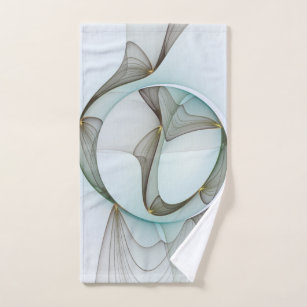 Abstract Soft Hues Gray Beige Steel Blue & Brown Bath Towel Set, Zazzle