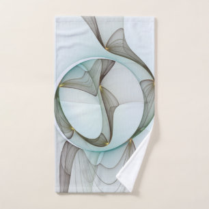 Abstract Modern Turquoise Brown Gold Elegance Hand Towel