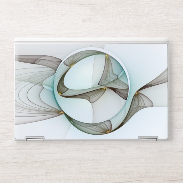 Abstract Modern Turquoise Brown Gold Elegance HP Laptop Skin (Front)