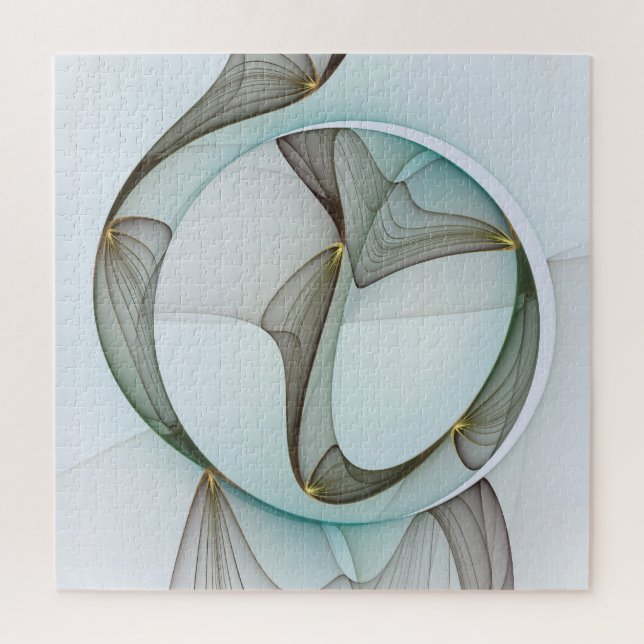 Abstract Modern Turquoise Brown Gold Elegance Jigsaw Puzzle (Vertical)