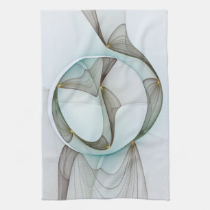 Abstract Modern Turquoise Brown Gold Elegance Kitchen Towel