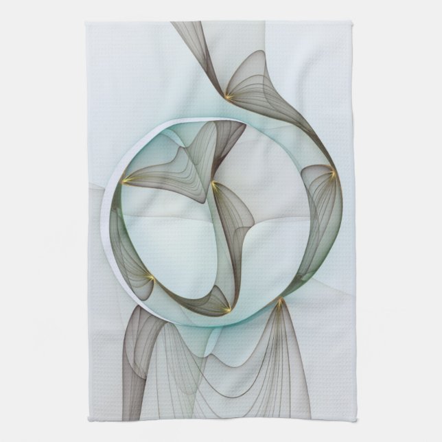 Abstract Modern Turquoise Brown Gold Elegance Kitchen Towel (Vertical)