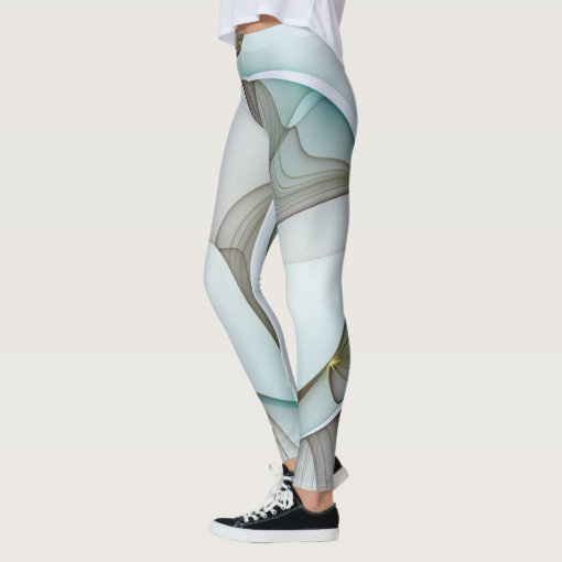 Abstract Modern Turquoise Brown Gold Elegance Leggings | Zazzle
