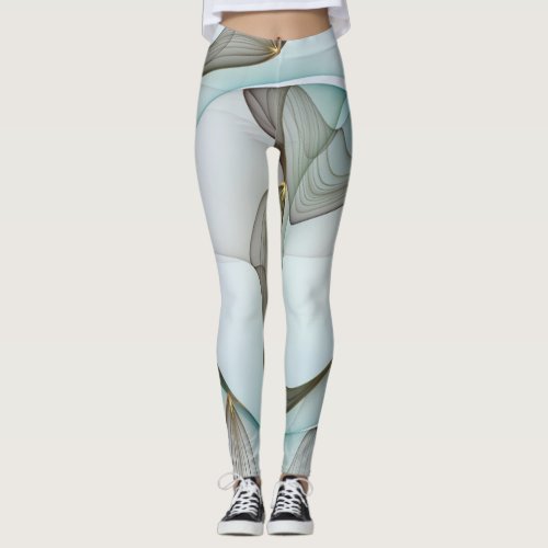 Abstract Modern Turquoise Brown Gold Elegance Leggings