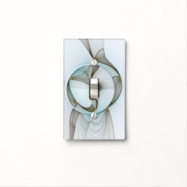 Abstract Modern Turquoise Brown Gold Elegance Light Switch Cover (In Situ)