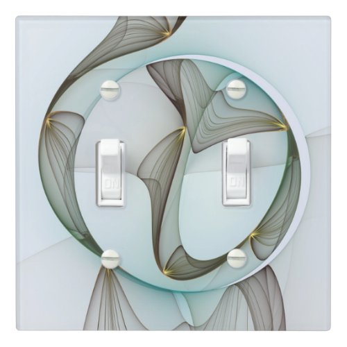 Abstract Modern Turquoise Brown Gold Elegance Light Switch Cover