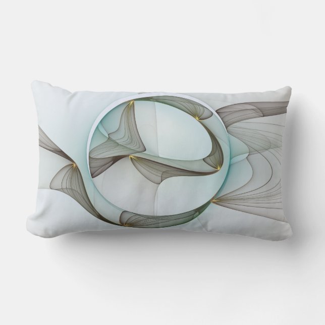 Abstract Modern Turquoise Brown Gold Elegance Lumbar Pillow (Front)