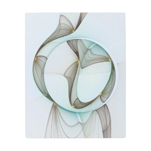 Abstract Modern Turquoise Brown Gold Elegance Metal Print