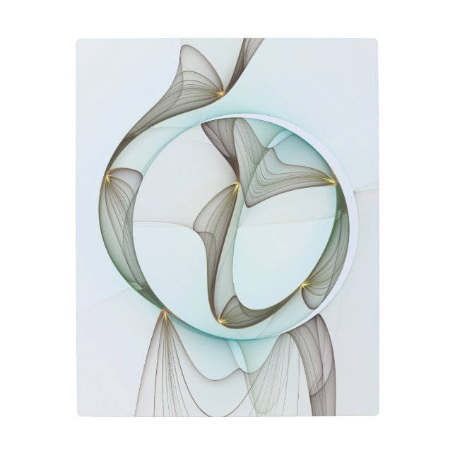 Abstract Modern Turquoise Brown Gold Elegance Metal Print (Front)