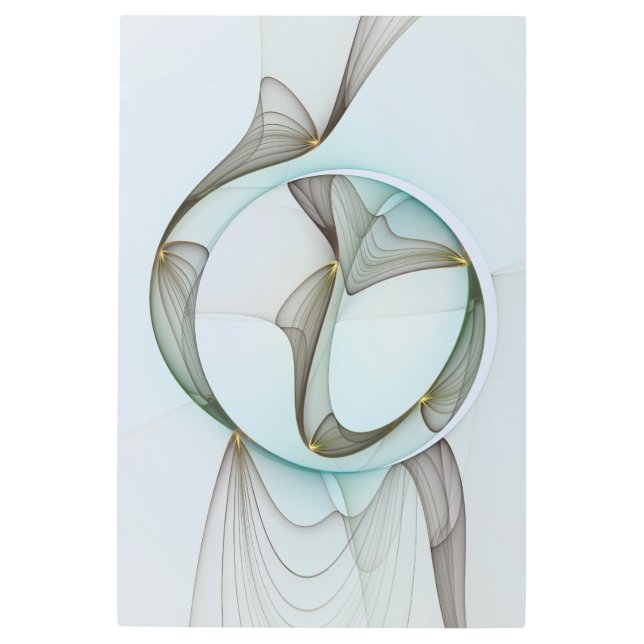 Abstract Modern Turquoise Brown Gold Elegance Metal Print (Front)