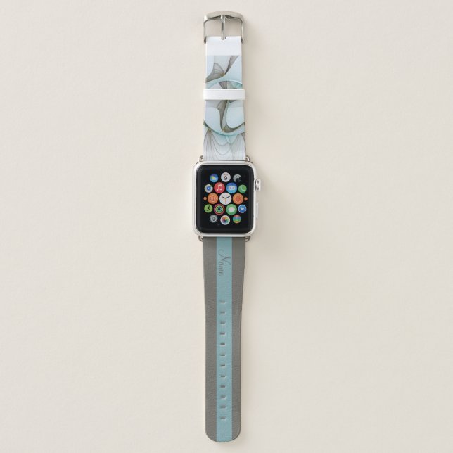 Abstract Modern Turquoise Brown Gold Elegance Name Apple Watch Band (Front)