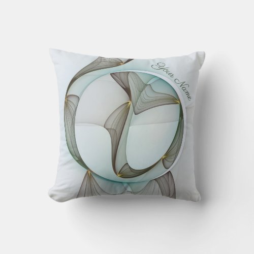 Abstract Modern Turquoise Brown Gold Elegance Name Throw Pillow