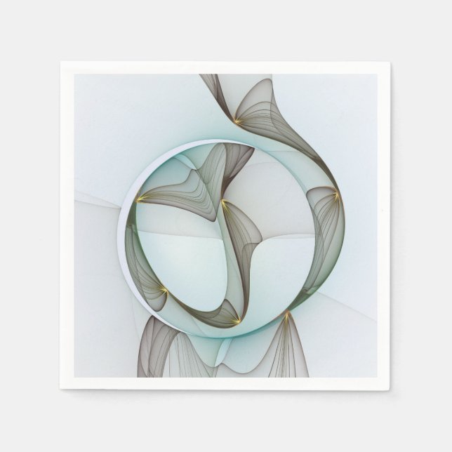 Abstract Modern Turquoise Brown Gold Elegance Napkins (Front)