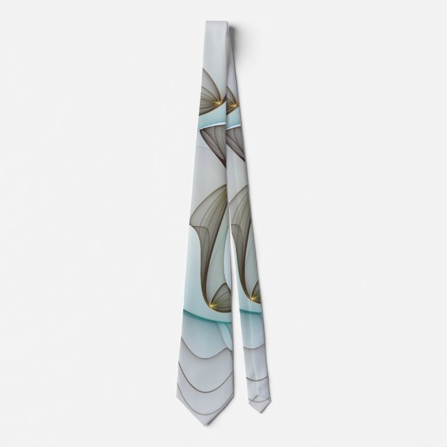 Abstract Modern Turquoise Brown Gold Elegance Neck Tie (Front)