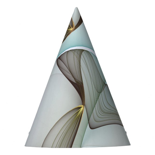 Abstract Modern Turquoise Brown Gold Elegance Party Hat (Front)
