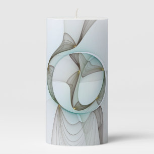 Abstract Modern Turquoise Brown Gold Elegance Pillar Candle