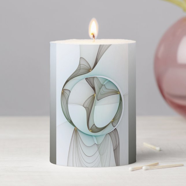 Abstract Modern Turquoise Brown Gold Elegance Pillar Candle (In Situ)