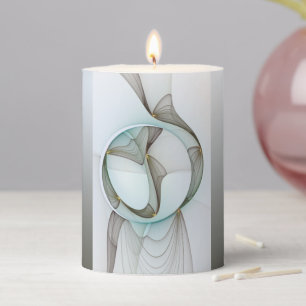 Abstract Modern Turquoise Brown Gold Elegance Pillar Candle