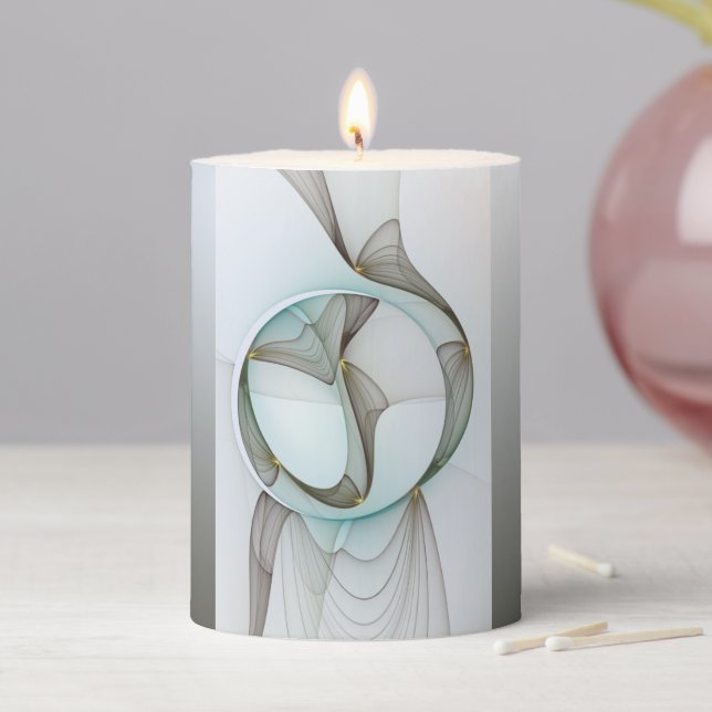 Abstract Modern Turquoise Brown Gold Elegance Pillar Candle (In Situ)