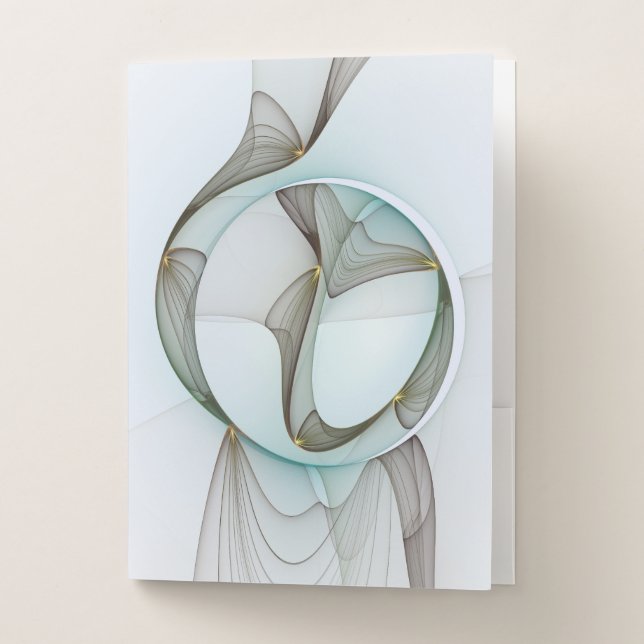 Abstract Modern Turquoise Brown Gold Elegance Pocket Folder (Front)