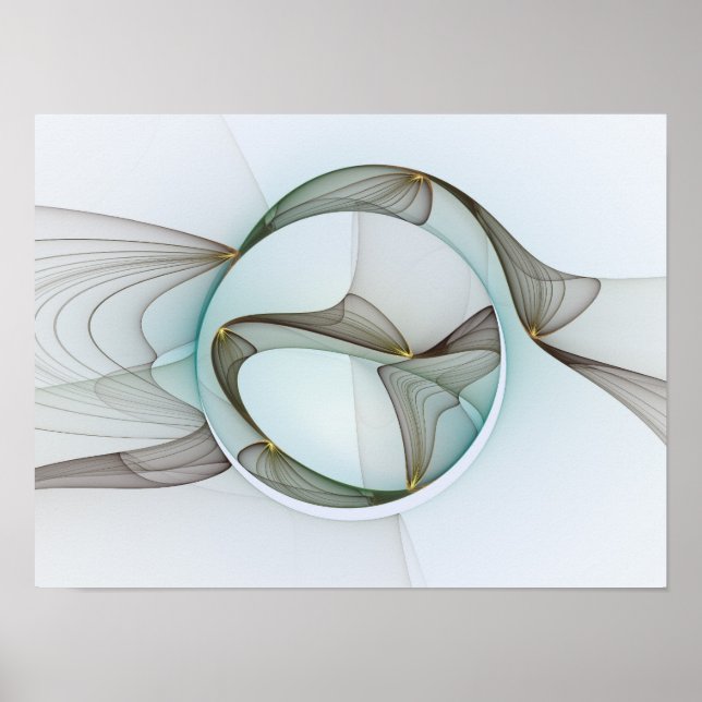 Abstract Modern Turquoise Brown Gold Elegance Poster (Front)
