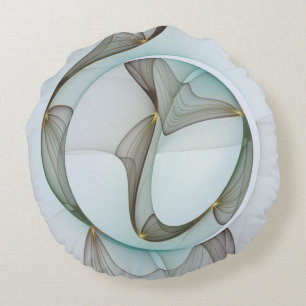 Abstract Modern Turquoise Brown Gold Elegance Round Pillow