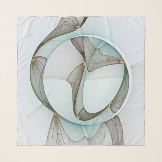 Abstract Modern Turquoise Brown Gold Elegance Scarf (Front)